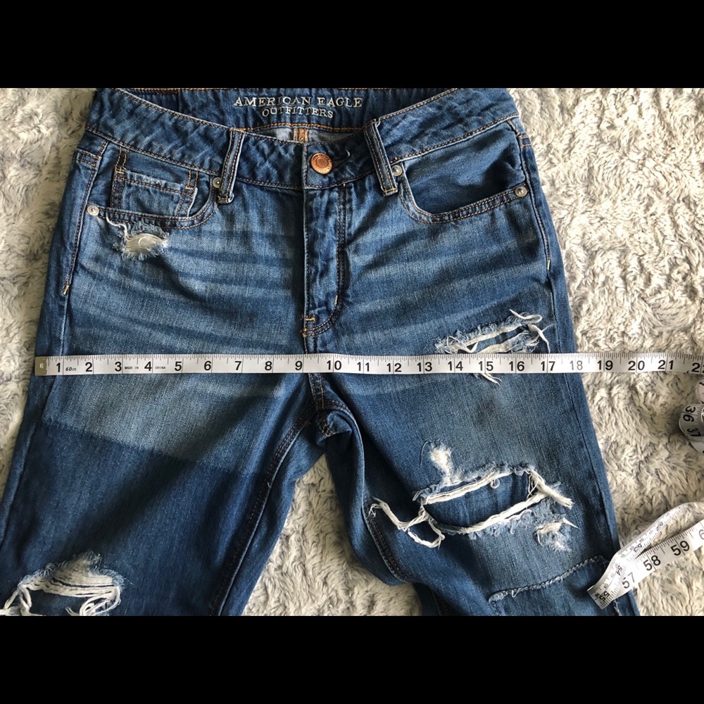 Ae Patchwork Tomgirl Button Fly Distressed Jeans - image 8